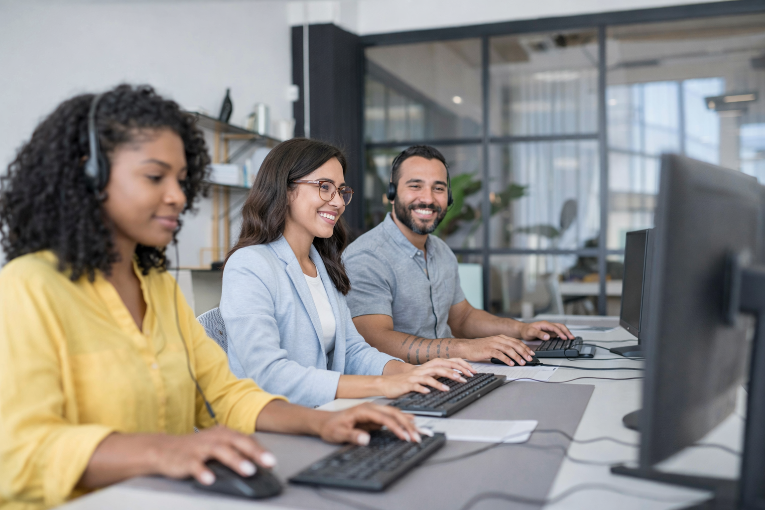 Technical support team coordinating client requirements